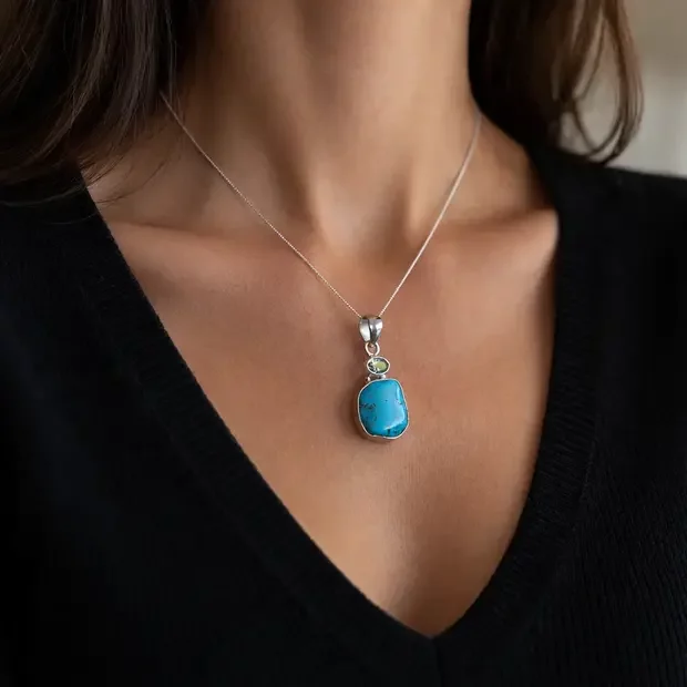 Turquoise hanger met Aquamarijn