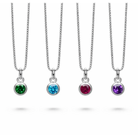 Geboortesteen zilveren ketting
