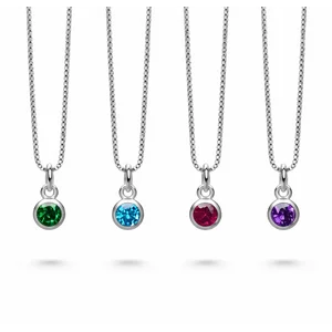 Geboortesteen zilveren ketting Geboortesteen zilveren ketting