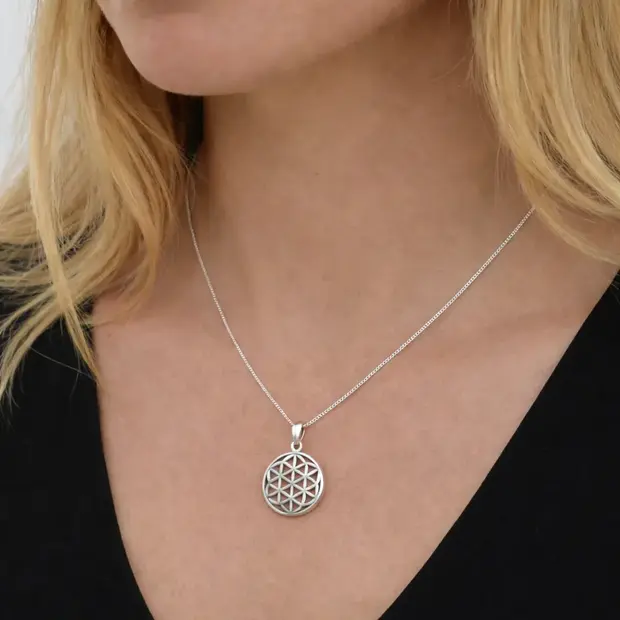 Zilveren hanger Flower of Life