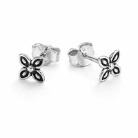 Zilveren oorknopjes Boho flower