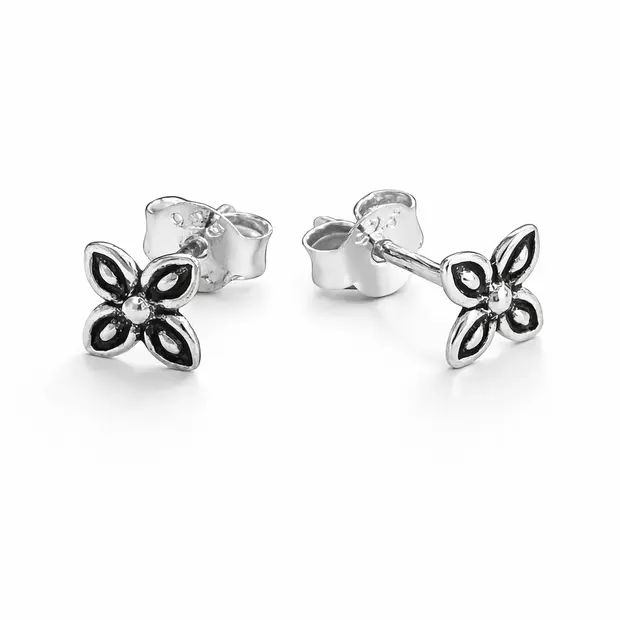 Zilveren oorknopjes Boho flower