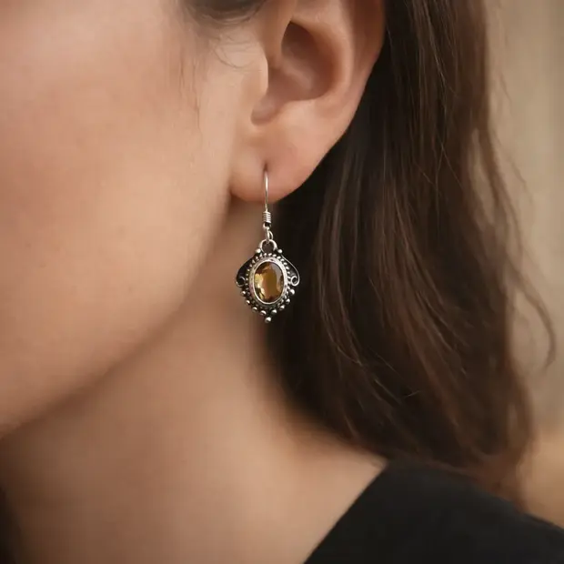 Citrien oorbellen Yada