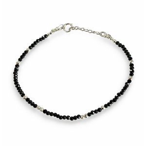 Zwarte Spinel armbandje Coco zilver