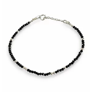 Zwarte Spinel armbandje Coco zilver Zwarte Spinel armbandje Coco zilver