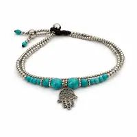 Enkelbandje Hamsahand Turquoise