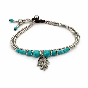 Enkelbandje Hamsahand Turquoise