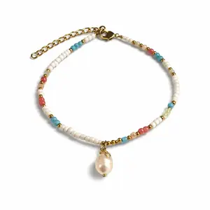 Enkelbandje zoetwaterparel pastel