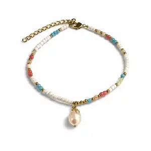 Enkelbandje zoetwaterparel pastel