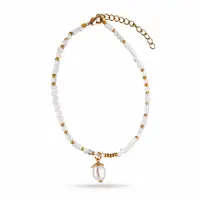 Enkelbandje zoetwaterparel wit