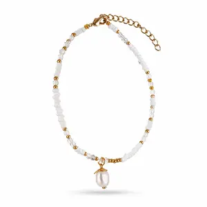 Enkelbandje zoetwaterparel wit