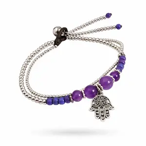 Enkelbandje Hamsa-hand paars