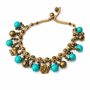 Bohemian enkelbandje turquoise