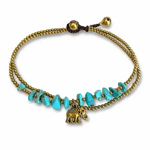 Enkelbandje Elephant turquoise blauw