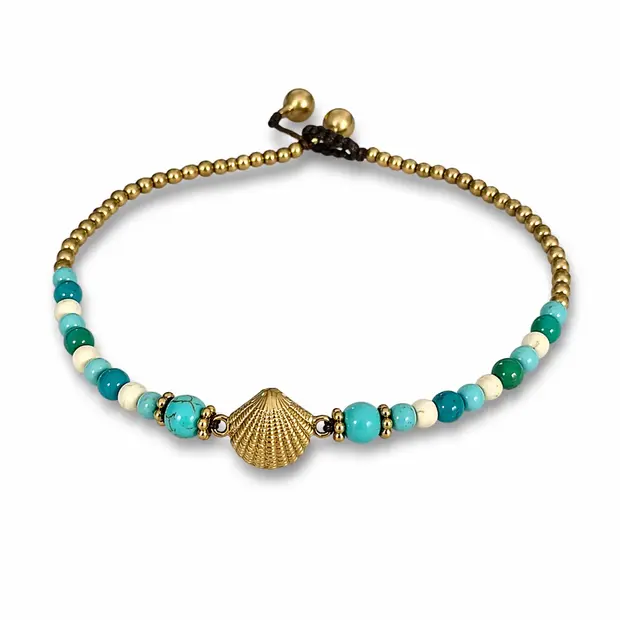 Enkelbandje turquoise schelp Enkelbandje turquoise schelp
