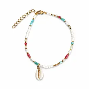 Enkelbandje cowrie shell pastel