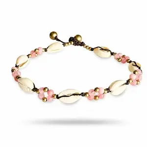 Enkelbandje schelpjes roze