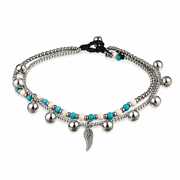 Enkelbandje Angel wing turquoise Enkelbandje Angel wing turquoise
