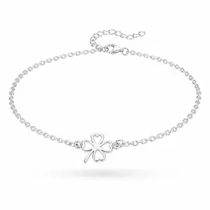 Zilveren enkelbandje Klavertje vier