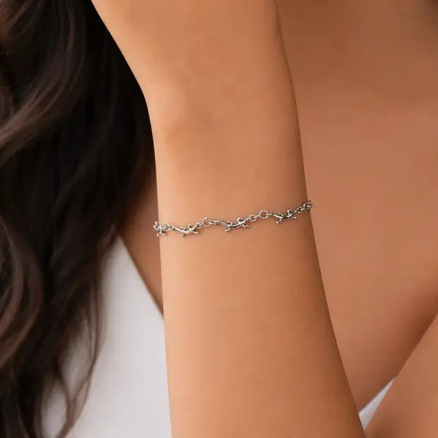 Zilveren armbandje salamander