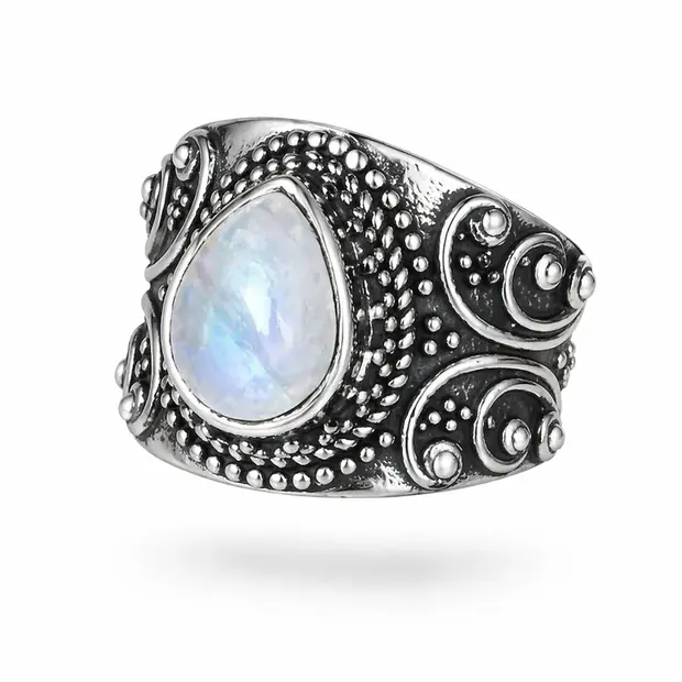 Zilveren ring met Maansteen Azra Zilveren ring met Maansteen Azra