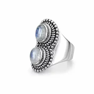 Zilveren ring double Moonstone