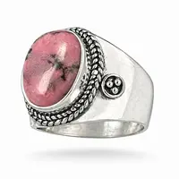 Zilveren ring Rhodoniet Alexia