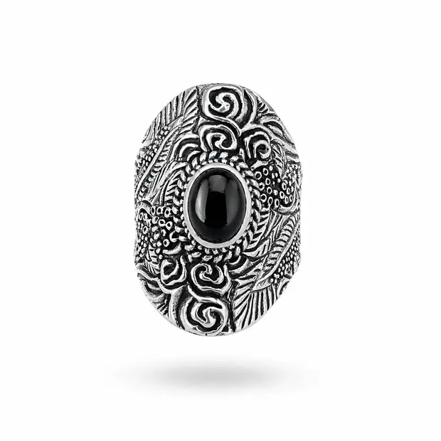 Zilveren ring Bohemian Black Onyx