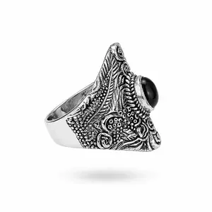 Zilveren ring Bohemian Black Onyx