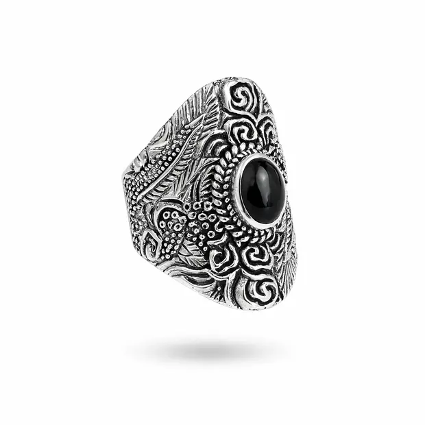 Zilveren ring Bohemian Black Onyx