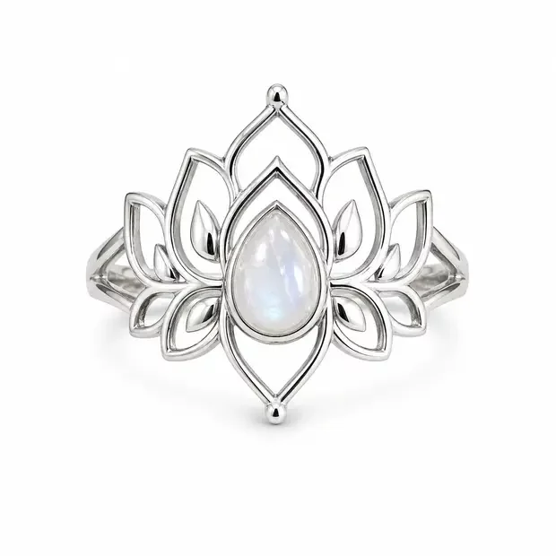 Maansteen ring lotus Maansteen ring lotus