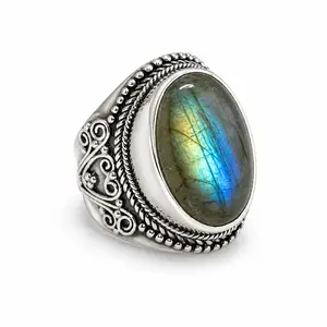 Zilveren Labradoriet ring Lexy