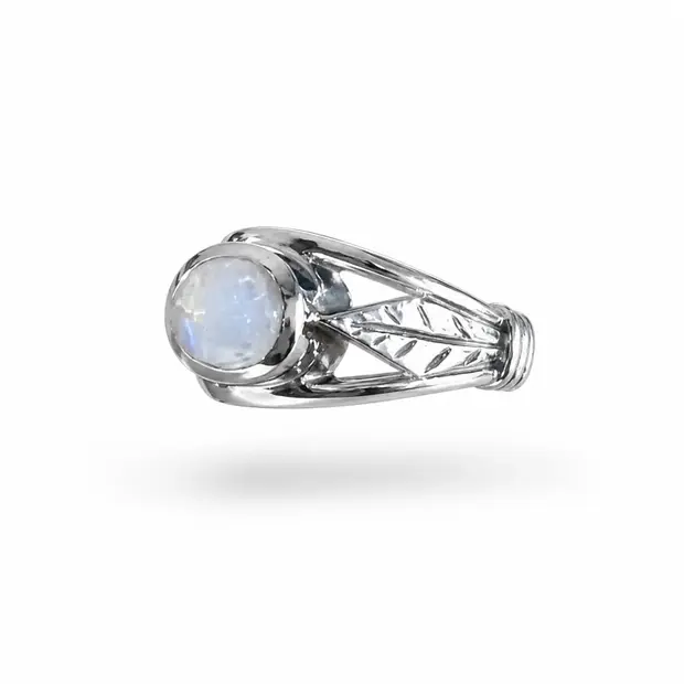 Zilveren ring Leaf Moonstone Zilveren ring Leaf Moonstone