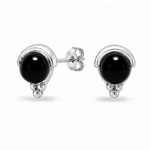 Black onyx oorknopjes Lusa