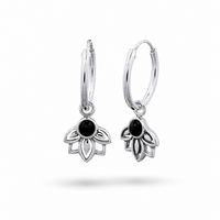 Lotus hoop oorbellen black Lotus hoop oorbellen black