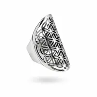 Zilveren Boho ring Flower of life