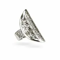 Zilveren ring Flower of life