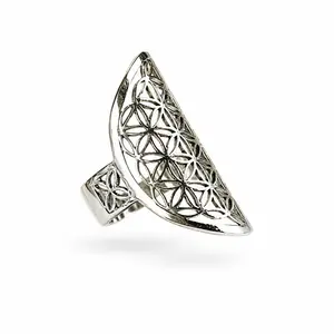 Zilveren ring Flower of life