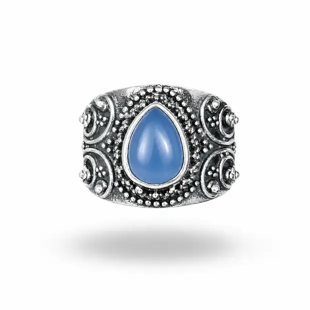 Blauwe Chalcedoon ring Divya