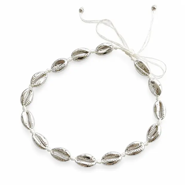 Choker ketting schelpjes zilver Choker ketting schelpjes zilver