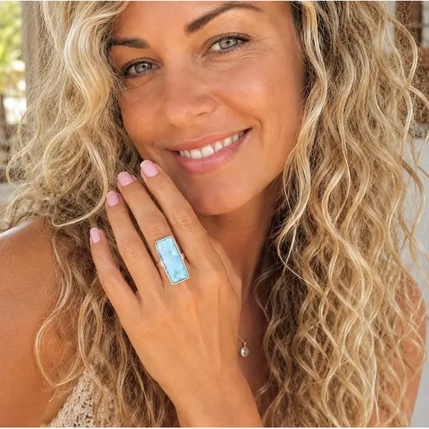 Larimar ring Lungo