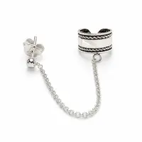 Zilveren Ear cuff Chain Bali style