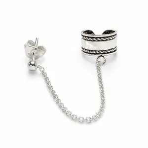 Zilveren Ear cuff Chain Bali style