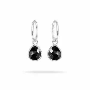 Zwarte Spinel hoop oorringen