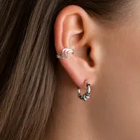 Zilveren earcuff triple wave Zilveren earcuff triple wave