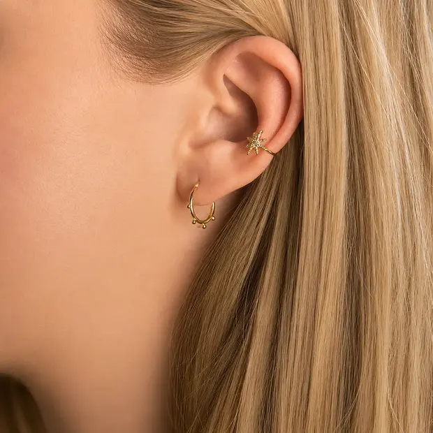 Gold plated earcuff Golden star Gold plated earcuff Golden star