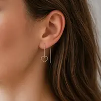Zilveren ear threader Hart Zilveren ear threader Hart