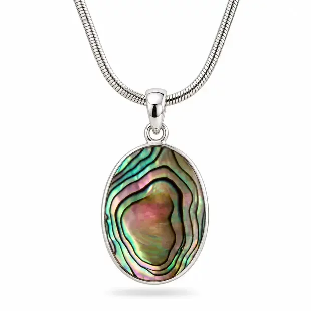 Tree of life ketting Abalone ovaal