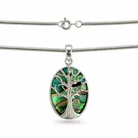 Tree of life ketting Abalone ovaal