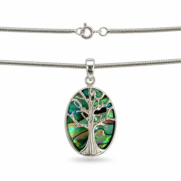Tree of life ketting Abalone ovaal